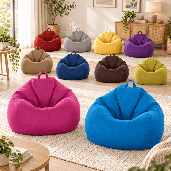 Lazy Chair Cover Bean Bag Sofa Cover with Handle Design Replacement Cover for Single Person Floor Seating Home Decor