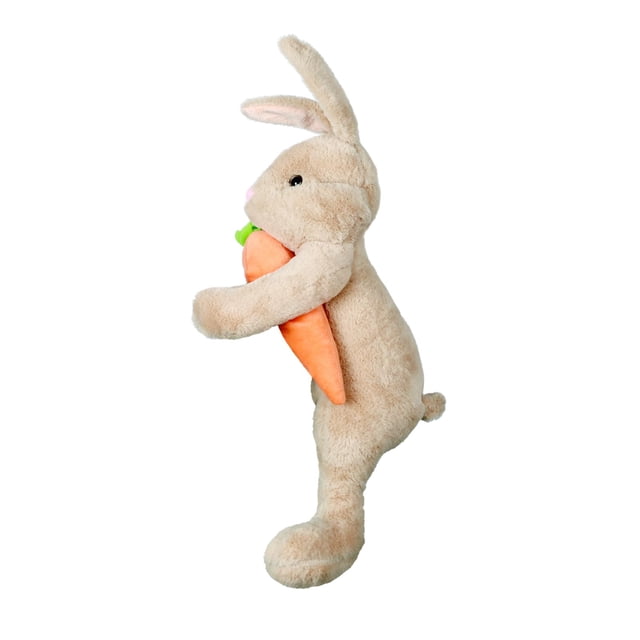 Adorno de conejo de peluche de pie para Pascua, con zanahoria de mano, orejas rosas suaves, adorno para árbol de Navidad, decoración para el hogar, regalo para interiores