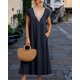 thumbnail image 3 of Vestido midi Zhyaj, holgado, túnica de verano, playa, con bolsillos, algodón, 3 of 7