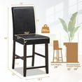 thumbnail image 3 of Giantex 24” Bar Stools, PU Leather Upholstered Counter Bar Chairs w/Solid Rubber Wood Legs & Ergonomic Back, (2), 3 of 8