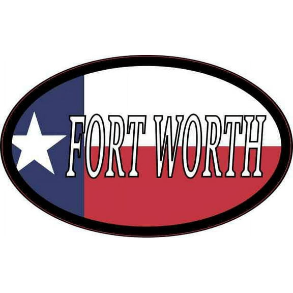 4in x 2.5in Oval Texan Flag Fort Worth Sticker
