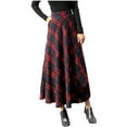 thumbnail image 7 of APEXFWDT Womens High Elastic Waist Maxi Skirt A-line Plaid Wool Blend Winter Warm Flare Long Skirts for Women Vintage Print Flowy Midi Skirts, 7 of 7