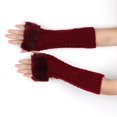 thumbnail image 4 of Tittly Winter Gloves Gloves for Women Women's Long Furry Gloves Knitted Warm Fingerless Arm Sleeves Knit Gloves Warm Gloves Wine One Size, 4 of 4
