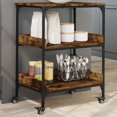 thumbnail image 1 of vidaXL Kitchen Trolley Smoked Oak 60x41x80.5 cm Engineered Wood, 1 of 5