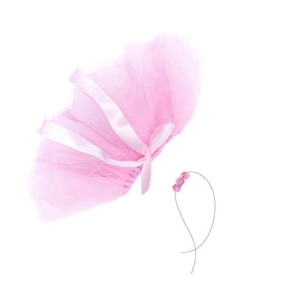 Baby Tutu Dress Newborn Photography Floral Headband Ruffled Pink 17.5X12Cm 1 Set