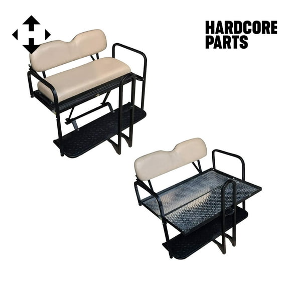 Hardcore Parts Rear Flip Seat For EZGO RXV 2008-2015 Model (Stone Cushion w/t Grab Bar Attachment)