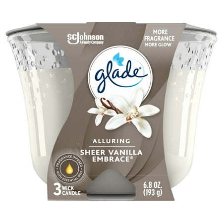 Glade 3-Wick Candle 1 CT, Sheer Vanilla Embrace, 6.8 OZ. Total, Air (Best Vanilla Candle Reviews)