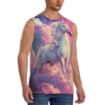 thumbnail image 2 of Kdxio Colorful Cloud White Horse for Men's Muscle T-shirt,Sleeveless for Workout Running Athletic Gym Lounge Casual, 2 of 5