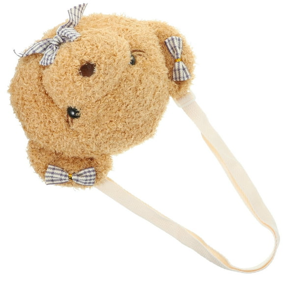 FELTECHELECTR Bear Shape Crossbody Bag for Ladies 1Pcs Small Furry Purse with Portable Storage Function in Khaki