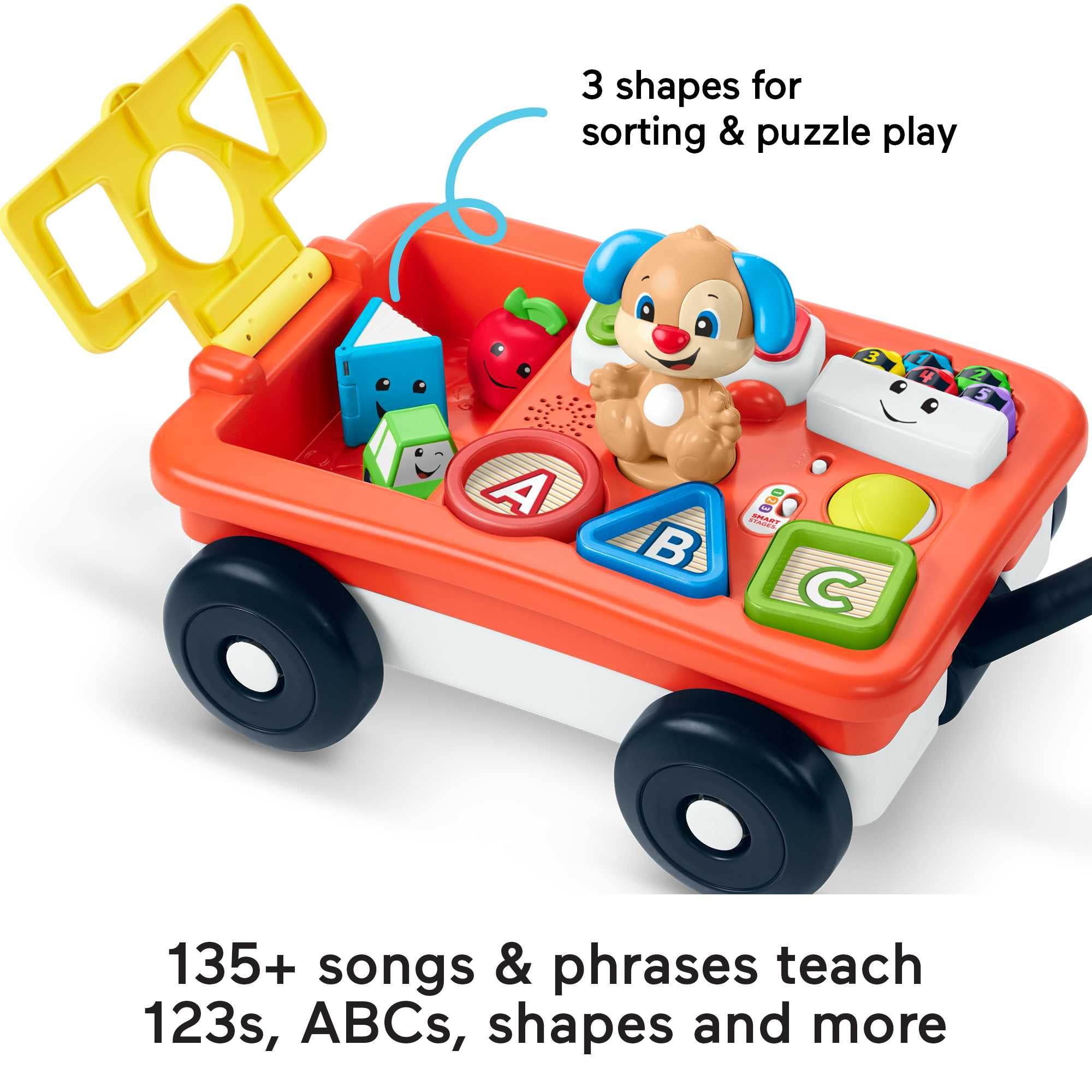 Fisher-Price Laugh & Learn Pull & Play Learning Wagon Baby & Toddler Toy with 4 Accessories