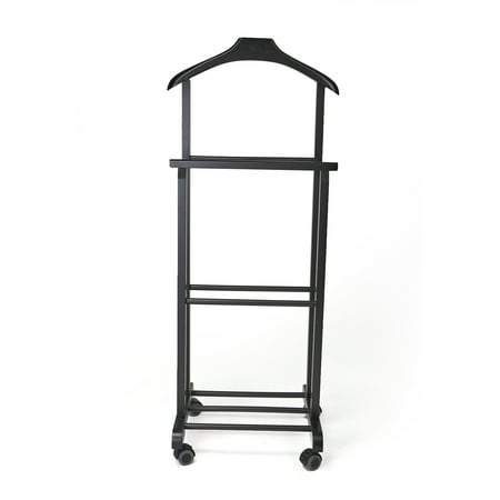 Wood Valet - Mind Reader Wood Standing Valet Double Rack, Black