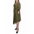 thumbnail image 2 of NY Collection Women's Plus Size 3/4 Sleeve Belted Chiffon Hankerchief Hem Dress, 2 of 4