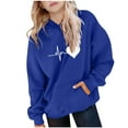 thumbnail image 2 of Spazoro Girls Hooded Sweatshirts, Love Print Fashion Long Sleeve Soft & Comfy Fall Winter Tops for Girls Blue Size 7 T, 2 of 6