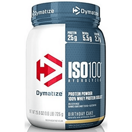 Dymatize ISO 100 Hydrolyzed 100% Whey Protein Isolate Powder, Birthday Cake, 25g Protein/Serving, 1.6 (Best Whey Protein To Gain Weight Fast)