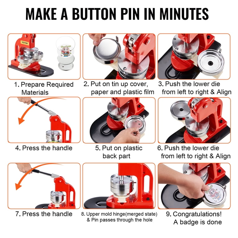 500 Pack Pin Back Button Parts – 2 1/4 Inch Badge Sets For Badge-a-Minit Machines, Metal Shells & Mylar Covers