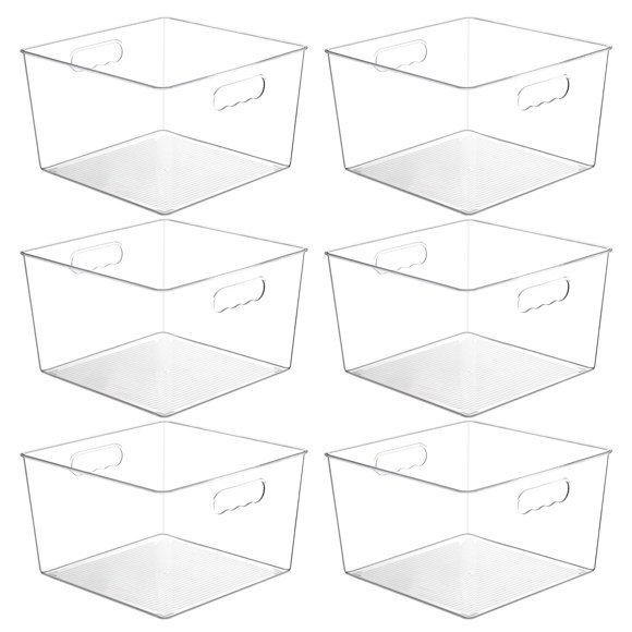 Contenedores de almacenamiento Vtopmart extra grandes de plástico transparente, paquete de 6 unidades, 11 x 11 pulgadas