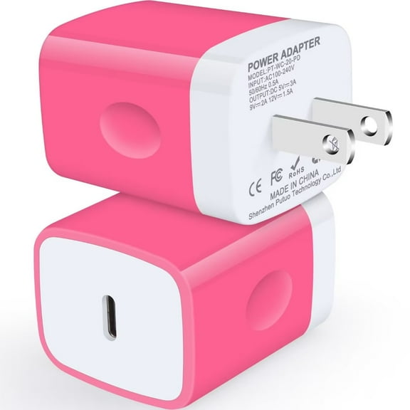 USB C Charger Block,2PCS AILKIN 20W PD Type C Block Chargers Wall Charger Block Fast Charging Charger Plug Power Adapter USB C Brick Cube,Rose