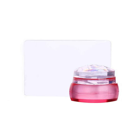 Clear Chess 3.5CM Silicone Head Nail Stamper with Scraper Light Blue Rose Red Jelly Nail Stamping (Best Clear Nail Stamper)
