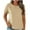 Khaki, variant on Women's Spring Summer Loose Fit Crewneck T-Shirt | Lightweight Nylon Spandex Basic Tops | Plus Size Friendly (XL-5XL) Shiny Fabric Shirts