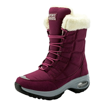 

PEASKJP Men s Snow Boots Wide Mens Snow Boots Winter Shoes Slip On Ankle Booties Cold-Weather Warm Lightweight Walking Boots (Red 6.5)