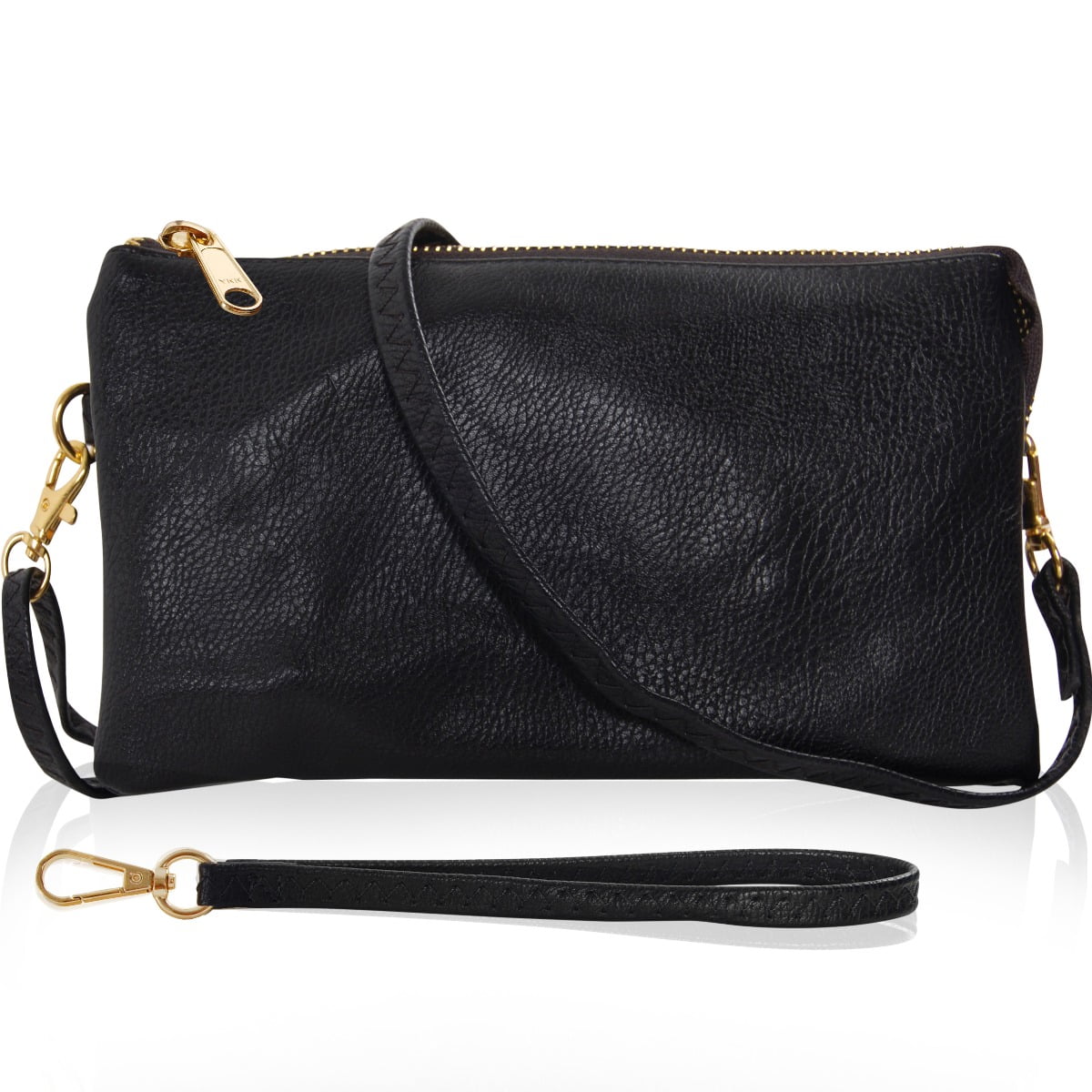 Humble Chic Vegan Leather Wristlet Clutch or Small Purse Crossbody Bag Includes Adjustable Shoulder and Wrist Straps 