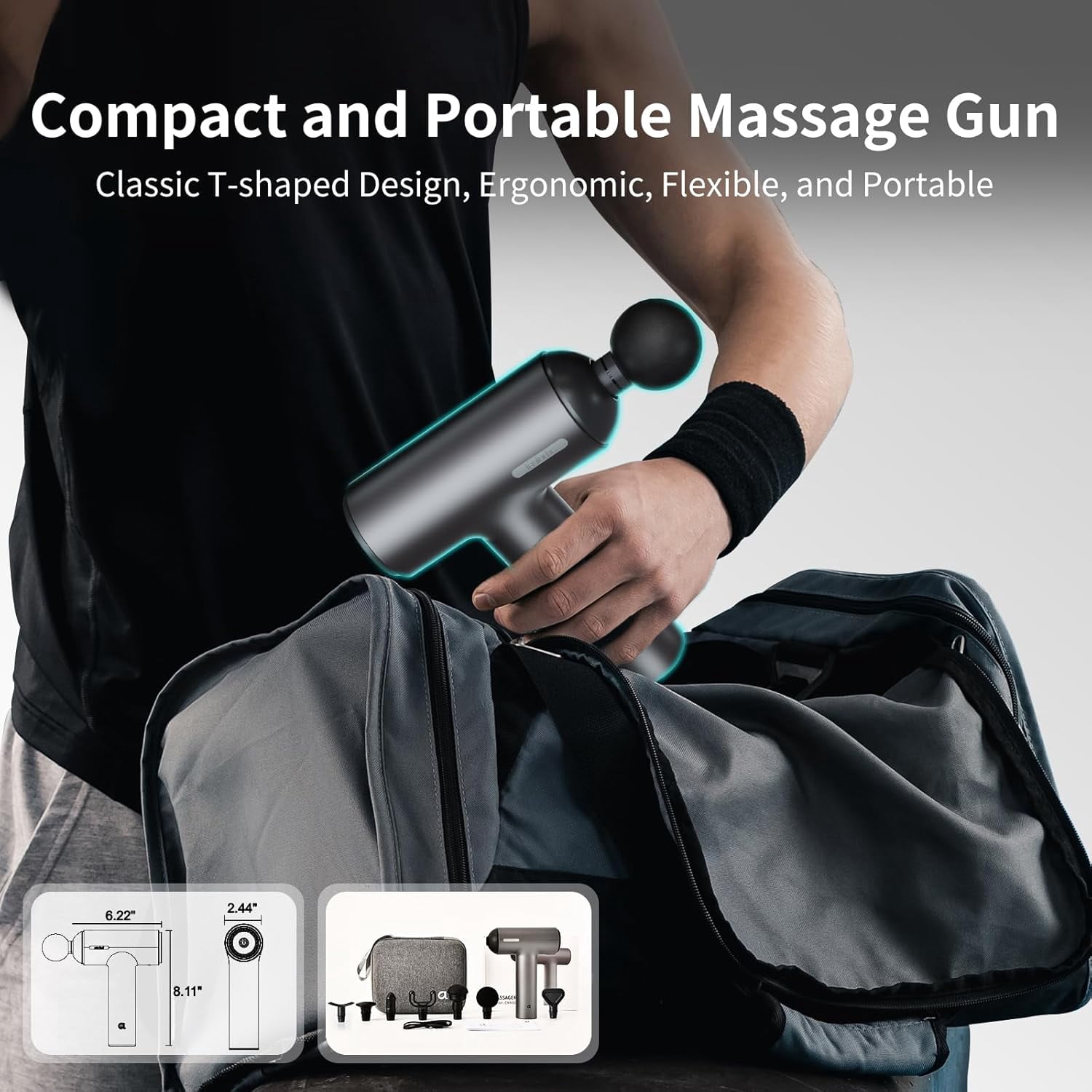 Arboleaf Deep Tissue Massage Gun with 6 Speeds and LED Touch Screen for Muscle Pain Relief
