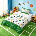 thumbnail image 2 of Manfei Soccer Sport Twin Comforter Sets, Football Bedding Set, Green White Gold, Polka Dots Reversible 2pcs 1 Comforter and 1 Pillowcase, 2 of 6