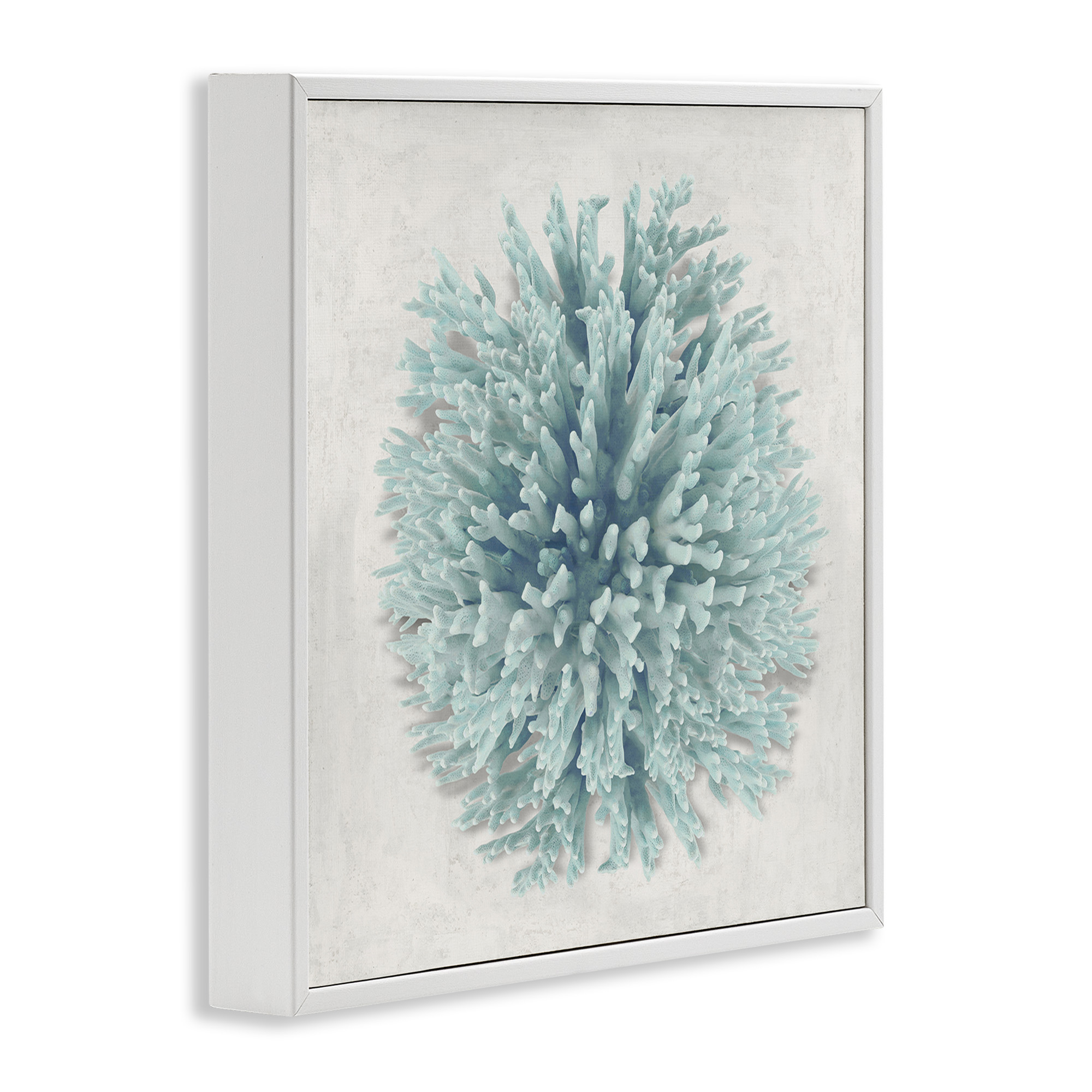 Stupell Industries Coral Ball Blue Sea Beach Design Nature Painting White Framed Art Print Wall Art, 17 x 17