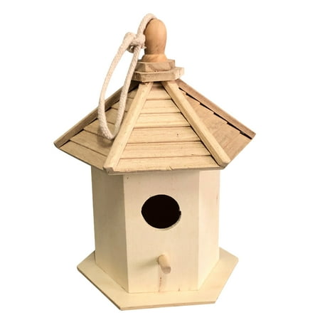 

Wood Bird House Pendant Wooden Bird Cage Idyllic Decorative Hanging Bird Nest Home Ornament