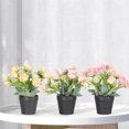 thumbnail image 5 of 3-pcs Artificial Flower Plants Camellia Pink Rose Artificial Potted Plants Cement Potted Plants Fake Flowers Rose Camellia Flower Arrangement Office Home Decor Bathroom Shelving Desk Decoration, 5 of 5