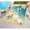 thumbnail image 3 of Blue Beige Star Fish and Shell Ocean Theme Outdoor Area Rug 5x8ft No-Slip Waterproof Reversible Rug for Patio Deck Backyard Balcony Funky Livingroom Bedroom Carpet, 3 of 7