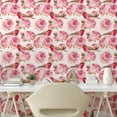 thumbnail image 2 of Ambesonne Floral Peel & Stick Wallpaper for Home, Romantic Birds and Roses, 13"x72", Hot Pink Rose and Green, 2 of 5