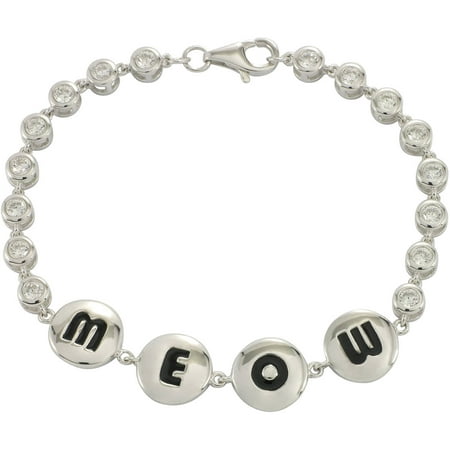 The Humane Society of the U.S. Sterling Silver and CZ MEOW Bracelet, 7.25