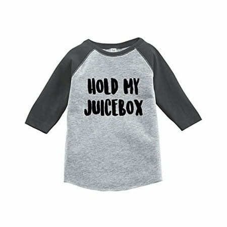 

7 ate 9 Apparel Funny Kids Hold My Juicebox Baseball Grey
