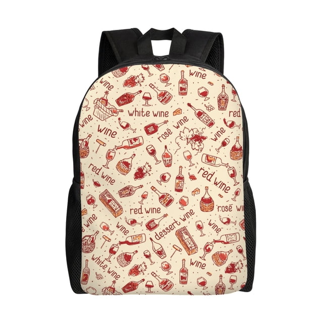 Lsque Red Wine Travel Laptop Backpack, Business Slim Sturdy Laptops Backpack, Water Resistant College School Computer Bag Gift Fits 15.6 Inch Notebook