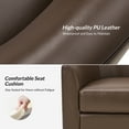 thumbnail image 5 of Swivel Barrel Chair with Faux Leather Upholstery & Sturdy Solid Wood Base Modern, 360-Degree Rotation for Living Room and Bedroom Seating Brown, 5 of 8