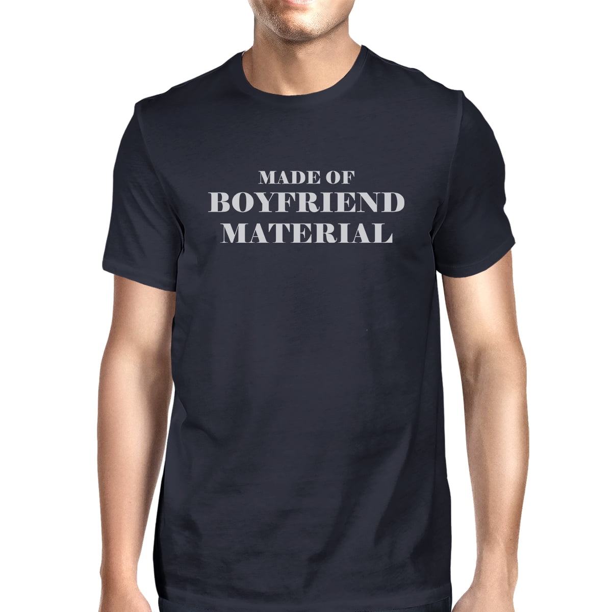 Boyfriend Material Mens Navy Crewneck Cotton T-Shirt Unique Graphic ...