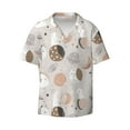 thumbnail image 4 of Uemuo Rabbit In Space Pattern Cotton Linen Short Sleeve Shirts,Casual Lightweight Button Down Shirts,Vacation Beach Summer Tops-Large, 4 of 7