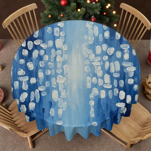 RKSupls 60 InchAbstract Watercolor Blue 60 Inch Round Tablecloth, Machine-Made - Polyester Tablecloths Polyester Table Cover , Wedding, Party, Holiday, Home Dining