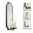 thumbnail image 5 of Kate and Laurel Ciel Glam Mirrored Wall Sconce, 6 x 5 x 16, Black, Modern Scalloped Candle Holder with Removable Glass Cylinder and Mirror for Bathroom or Bedroom Wall Decor, 5 of 9
