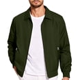 thumbnail image 2 of ZCFZJW Mens Lightweight Jackets Full Zip up Casual Stylish Windbreakers Loose Fit Work Office Light Track Jacket Laydown Collar Fall Golf Coats with Pockets Green XXL, 2 of 8