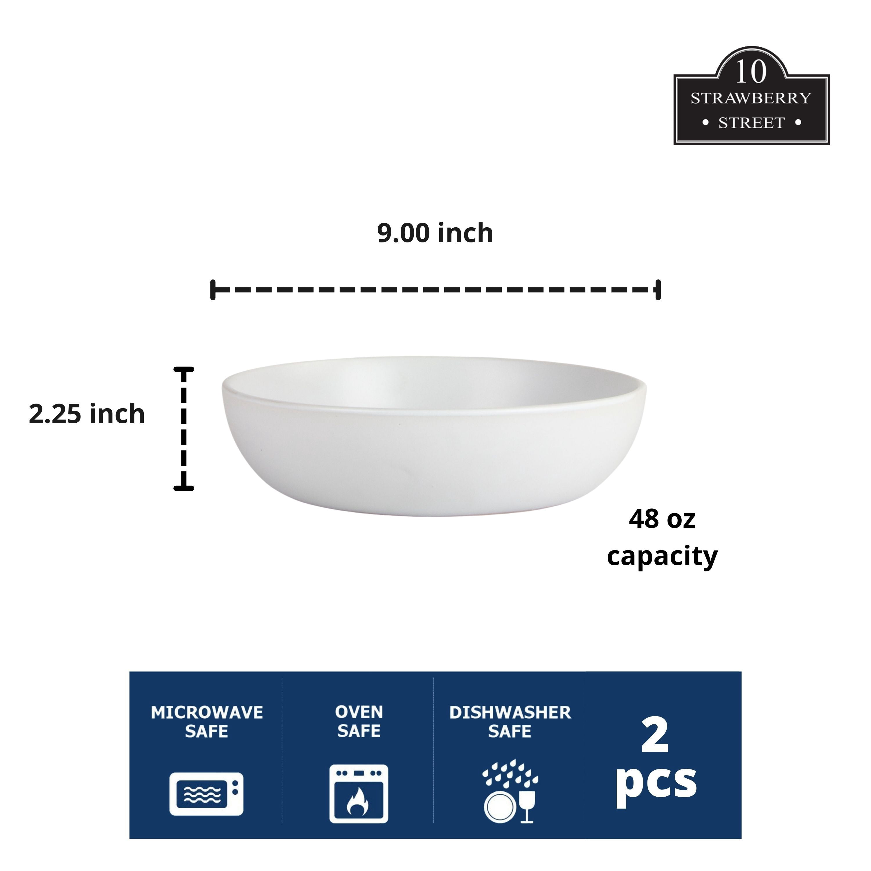 10 Strawberry Street Wazee Matte 9"/48 oz Serving Bowl, Set of 2, White