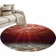 thumbnail image 2 of Red Ocean Round Area Rugs 3 ft, Underwater World Clear Water Ripple Sunlight Washable Small Area Rug with Non-Slip Sturdy Edge Binding Round Front Door Mat Floor Carpet for Entryway, 2 of 9
