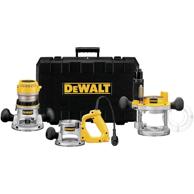 Kit de router DEWALT DW618B3 con base fija y sumergida, 12 A, 2,25 HP