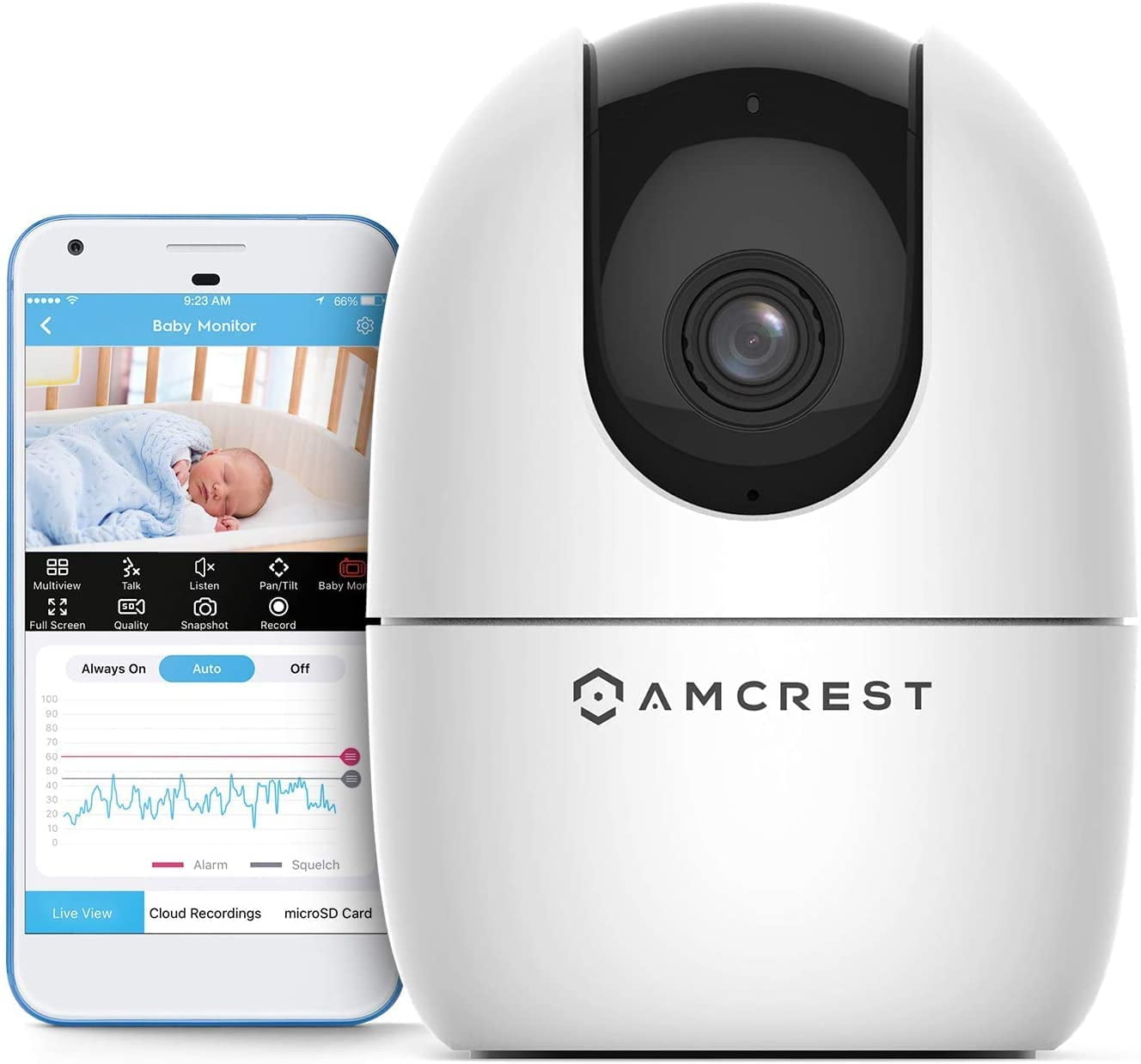 Amcrest Video Baby Monitor Camera Two-Way Audio Motion Detection Pan/Tilt/Zoom 