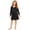 F303 Black, variant on Curuila Kids Girls Pajama Dress Long Sleeve Solid Color Crew Neck Everyday Wear Comfortable Homewear Dresses Size 5-6 Years