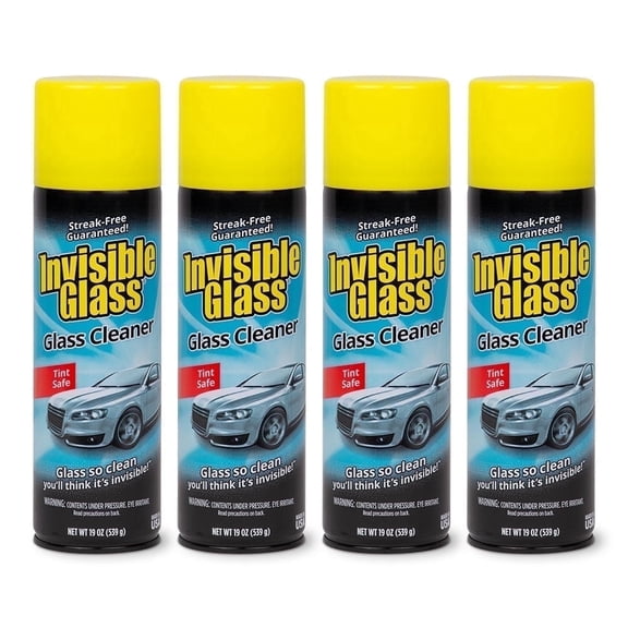 Invisible Glass 91164-4PK Premium Glass and Window Cleaner for Auto and Home Cleans Glass, Windows, Windshields, Navigation Screens, and More, Streak-Free, Ammonia-Free, Tint-Safe, 19 Oz, Pack of 4