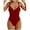 #0047-Red, variant on Women Solid Color Tummy Control Backless One Piece Swimsuit Wireless Padded Flattering Slim Fit Bathing Suit for Beach Getaways