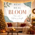 thumbnail image 3 of Rest Heal Bloom Typography with Green Leaves, Calming Watercolor Style for Motivational Decor Lovers, Wall Art, Thank You Gift, Tapestry Wall Hanging for Bedroom and Dorm, 3 of 7
