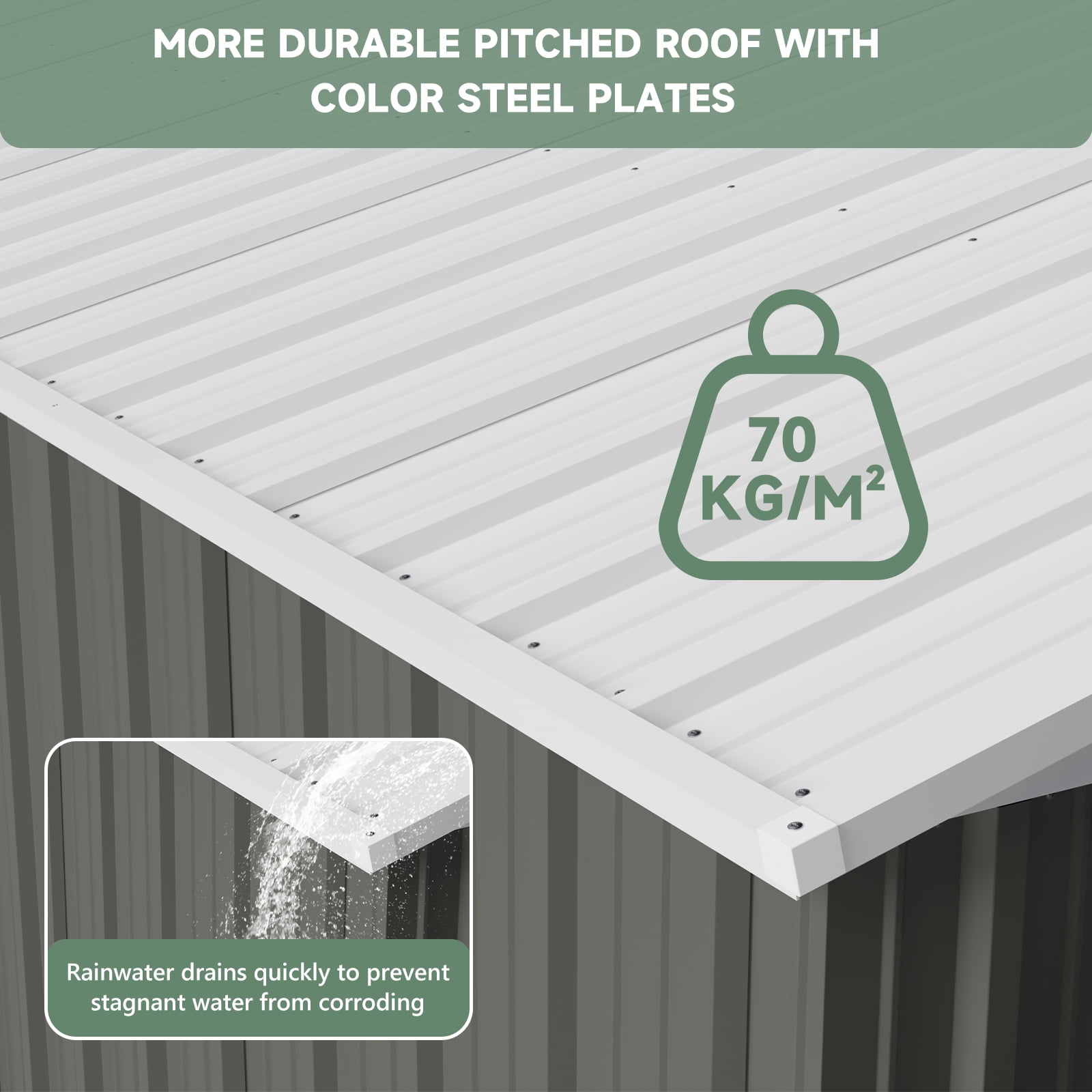 Patiowell,Outdoor Storage Shed Metal 10x14FT,Gray-White for Patio Garden Tool Storage